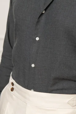 Grey Cashmere And Cotton Shirt - Made In Italy|Pini Parma Hot