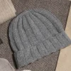 Grey Cashmere Rib Knit Beanie - Made In Italy|Pini Parma New