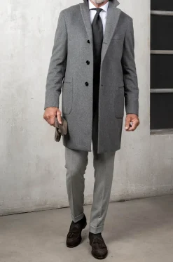 Grey Coat In Loro Piana Wool – Made In Italy|Pini Parma Discount