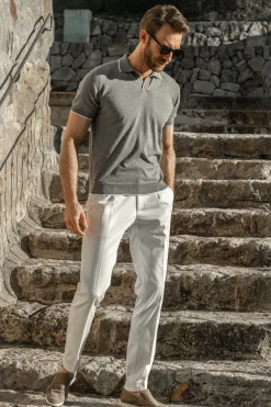 Grey Cotton Polo - Made In Italy|Pini Parma Best Sale