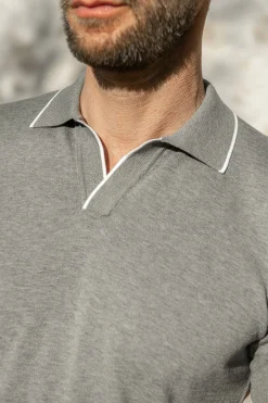 Grey Cotton Polo - Made In Italy|Pini Parma Best Sale