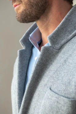 Grey Knitted Jacket – Wool And Cashmere – Made In Italy|Pini Parma Hot
