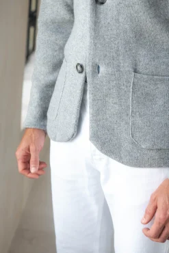 Grey Knitted Jacket – Wool And Cashmere – Made In Italy|Pini Parma Hot