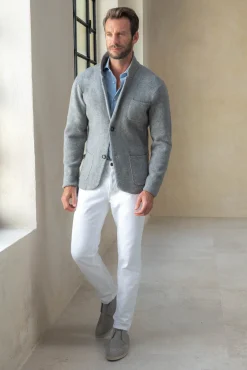 Grey Knitted Jacket – Wool And Cashmere – Made In Italy|Pini Parma Hot