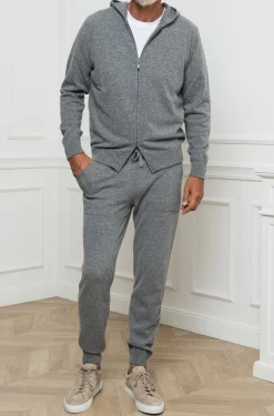 Grey Leisure Zip Hoodie - Made In Italy|Pini Parma Best Sale