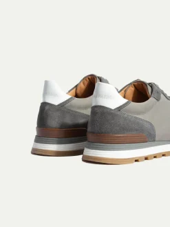 Grey Nabuk And Suede Runners - Made In Italy|Pini Parma Online