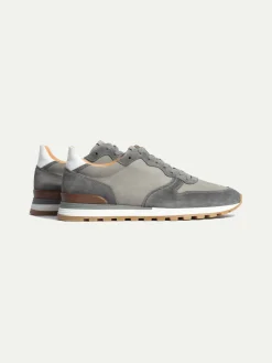 Grey Nabuk And Suede Runners - Made In Italy|Pini Parma Online