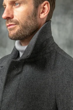 Grey Raglan Coat In Loro Piana Wool – Made In Italy|Pini Parma Store