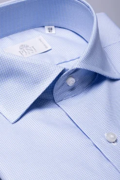 Houndstooth Light Blue Shirt - Made In Italy|Pini Parma Store