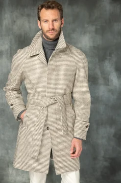 Houndstooth Raglan Coat – Made In Italy|Pini Parma Clearance
