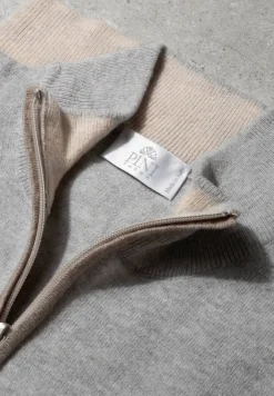 Ice And Taupe Full Zip Cardigan – Made In Italy|Pini Parma Sale