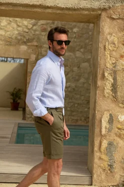 Kaki Cotton Shorts - Made In Italy|Pini Parma Clearance