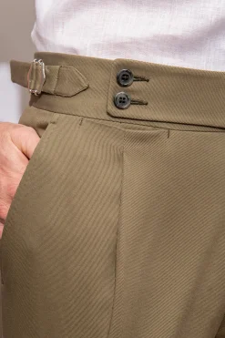 Kaki Cotton Trousers "Soragna Capsule Collection" - Made In Italy|Pini Parma Discount