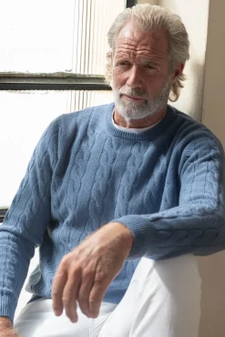 Light Blue Cable Knit Sweater – Made In Italy|Pini Parma Fashion