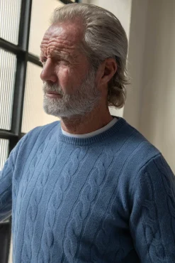 Light Blue Cable Knit Sweater – Made In Italy|Pini Parma Fashion