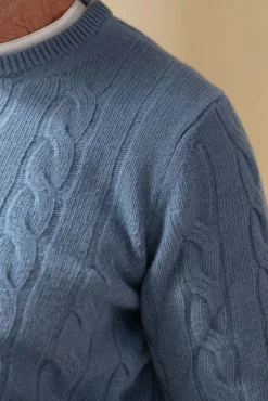 Light Blue Cable Knit Sweater – Made In Italy|Pini Parma Fashion