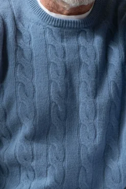 Light Blue Cable Knit Sweater – Made In Italy|Pini Parma Fashion