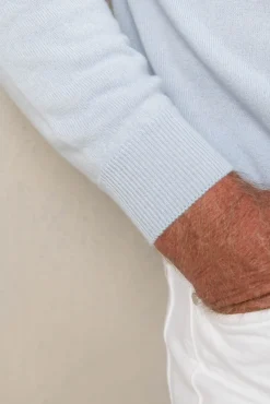 Light Blue Cashmere Round Neck – Made In Italy|Pini Parma Best