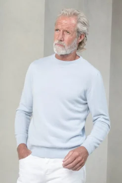Light Blue Cashmere Round Neck – Made In Italy|Pini Parma Best
