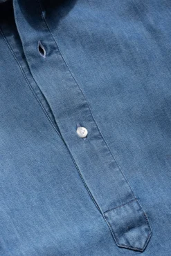 Light Blue Denim Popover Shirt - Made In Italy|Pini Parma Outlet