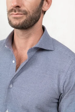 Light Blue Houndstooth Shirt - Made In Italy|Pini Parma Store