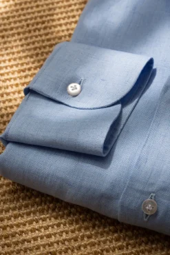 Light Blue Linen Shirt - Made In Italy|Pini Parma Fashion
