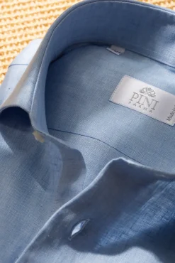 Light Blue Linen Shirt - Made In Italy|Pini Parma Fashion