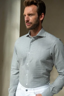 Light Grey Vichy Shirt - Made In Italy|Pini Parma Outlet
