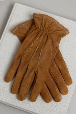 Nocciola Cashmere Lined Suede Gloves - Made In Italy|Pini Parma Sale