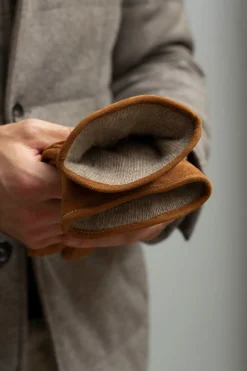 Nocciola Cashmere Lined Suede Gloves - Made In Italy|Pini Parma Sale