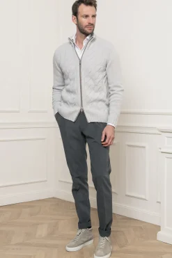 Off-White Cable Zip Cardigan – Made In Italy|Pini Parma Flash Sale