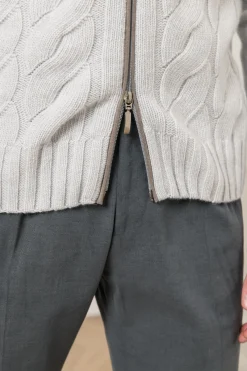 Off-White Cable Zip Cardigan – Made In Italy|Pini Parma Flash Sale