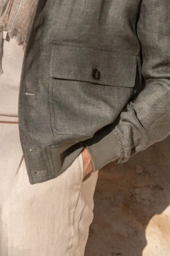 Sage Linen Bomber Jacket – Made In Italy|Pini Parma Store