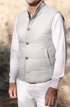 Sage Linen Reversible Down Vest – Made In Italy|Pini Parma Sale
