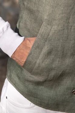 Sage Linen Reversible Down Vest – Made In Italy|Pini Parma Sale