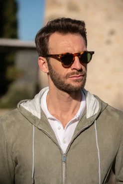 Sage Suede Hooded Bomber Jacket – Made In Italy|Pini Parma Fashion