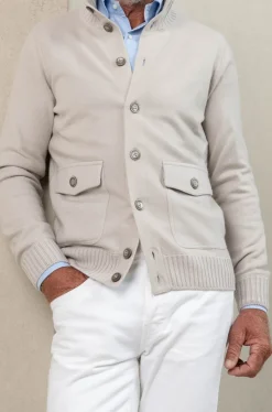 Stone Cashmere Knitted Bomber – Made In Italy|Pini Parma Hot