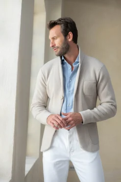 Stone Knitted Jacket – Wool And Cashmere – Made In Italy|Pini Parma Store