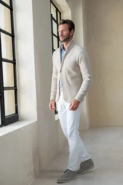 Stone Knitted Jacket – Wool And Cashmere – Made In Italy|Pini Parma Store