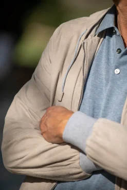 Stone Suede Hooded Bomber Jacket – Made In Italy|Pini Parma Flash Sale