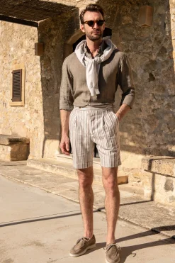 Striped Linen Shorts - Made In Italy|Pini Parma Best