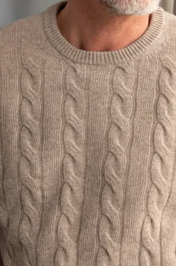 Taupe Cable Knit Sweater – Made In Italy|Pini Parma Flash Sale