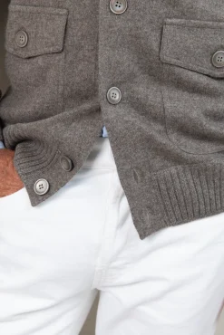 Taupe Cashmere Knitted Bomber – Made In Italy|Pini Parma Shop