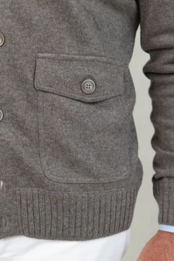 Taupe Cashmere Knitted Bomber – Made In Italy|Pini Parma Shop