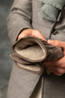 Taupe Cashmere Lined Suede Gloves - Made In Italy|Pini Parma Fashion