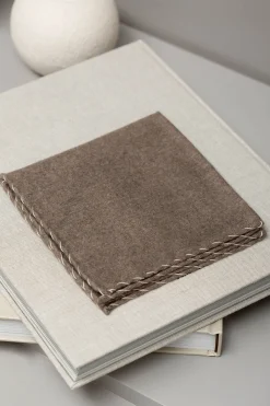 Taupe Flannel Cotton Pocket Square With Beige Edges - Made In Italy|Pini Parma Hot