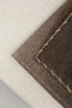 Taupe Flannel Cotton Pocket Square With Beige Edges - Made In Italy|Pini Parma Hot