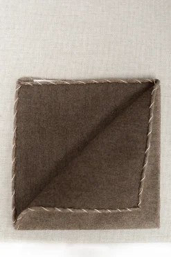 Taupe Flannel Cotton Pocket Square With Beige Edges - Made In Italy|Pini Parma Hot
