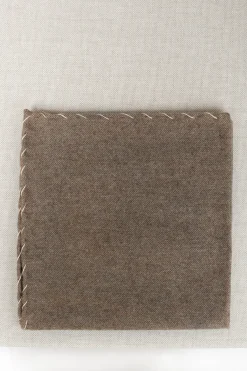 Taupe Flannel Cotton Pocket Square With Beige Edges - Made In Italy|Pini Parma Hot