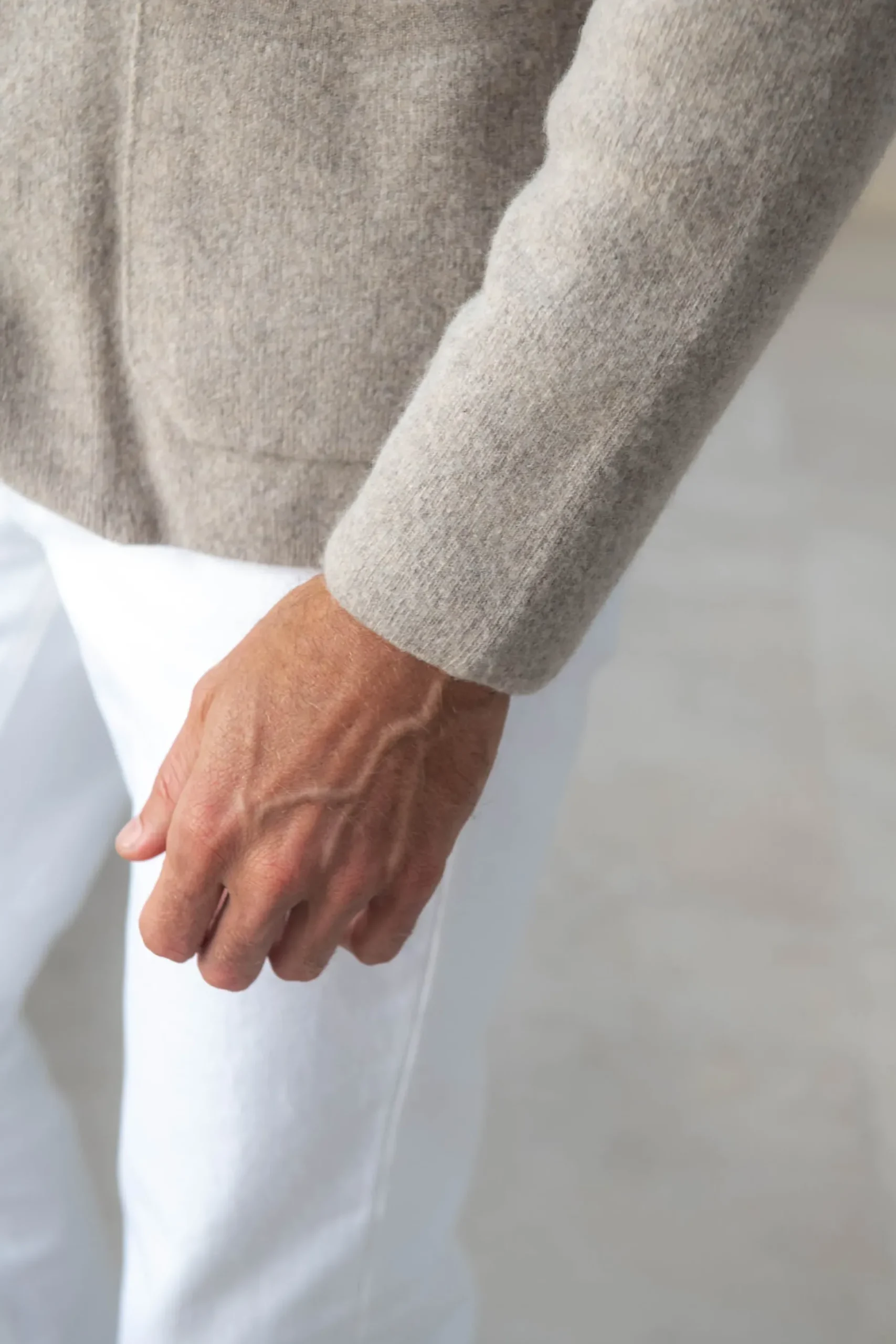 Taupe Knitted Jacket - Wool And Cashmere – Made In Italy|Pini Parma Online